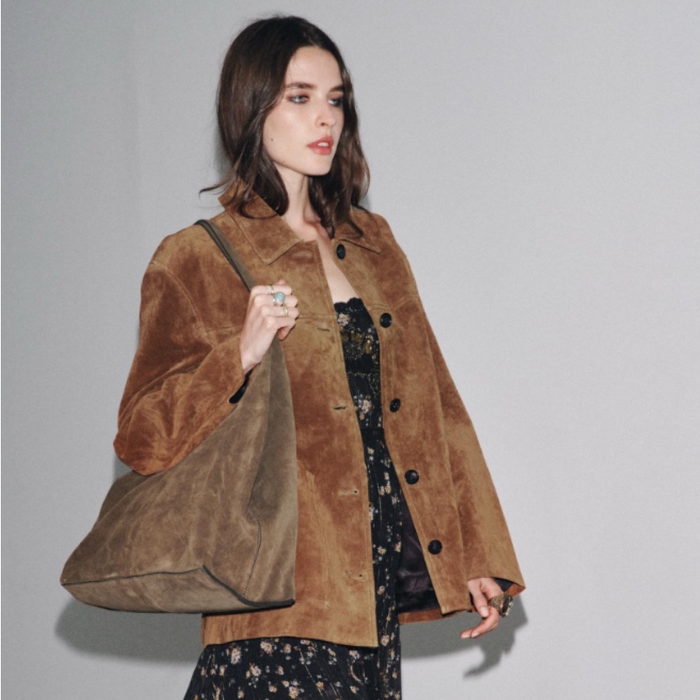 Zara Brown Suede Tote Bag